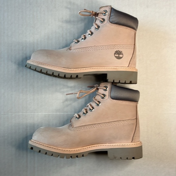 Timberland Boots Girls Size 13 Light Pink Nubuck Waterproof Leather Lace up - Picture 5 of 16